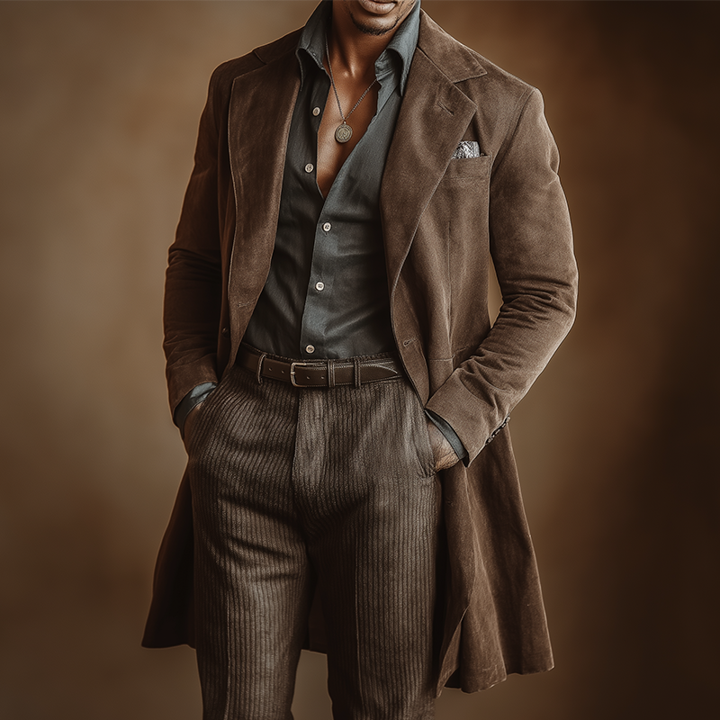 Men's Winter Vintage Faux Suede Mid-Length Coat MTA1431J5P