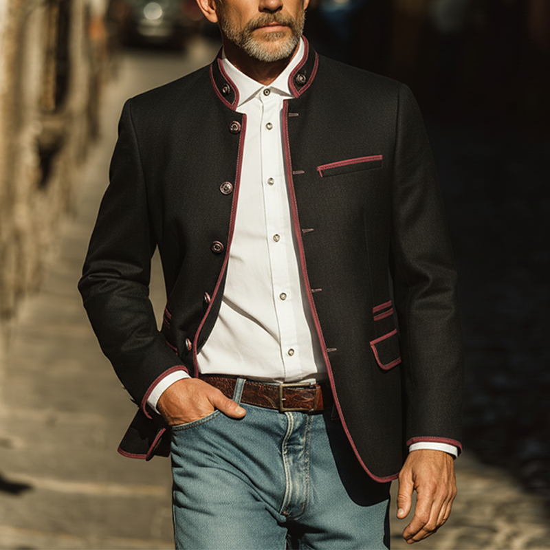 Men's Stylish Cotton-linen Blend Jacket For Autumn/winter (with Lining) MTA2302I4P