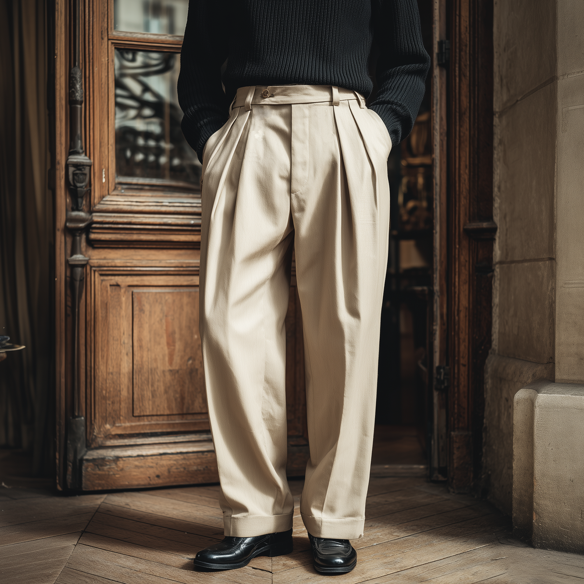 Men's Classic Business Cotton Twill Loose Suit Pants MTA2845J2K