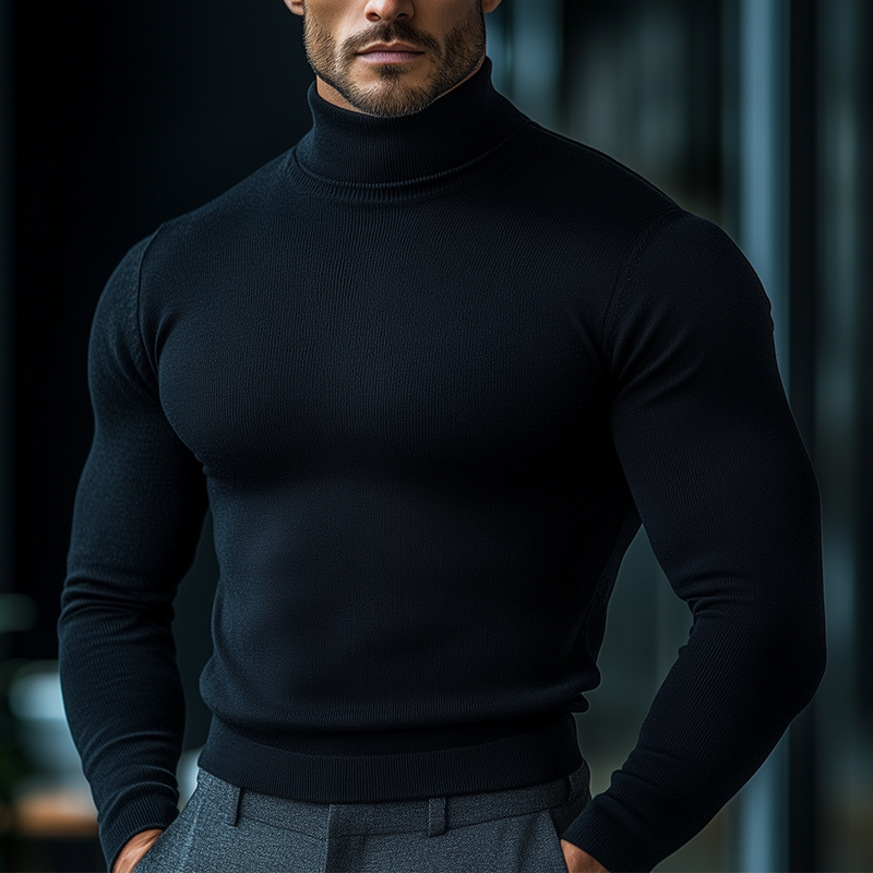 Men's Winter Cotton Knit Slim-fit Turtleneck Sweater MTA0829L4P