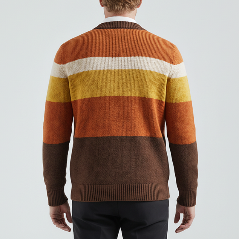 Men's Winter Fashion Contrast Striped Cotton Knitted Cardigan MTA2088J7P