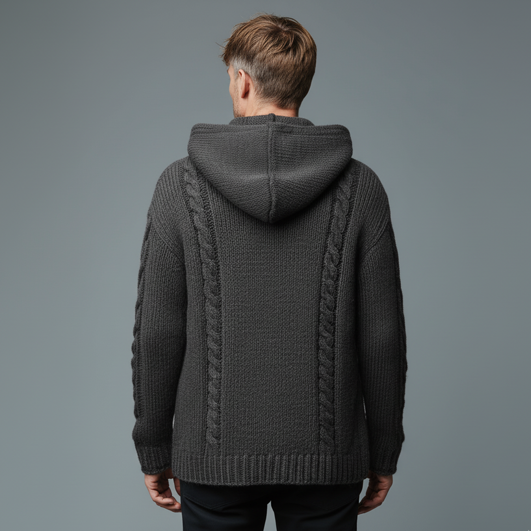 Men's Classic Casual Hooded Pocket Jacquard Knit Cardigan MTA2370I1K