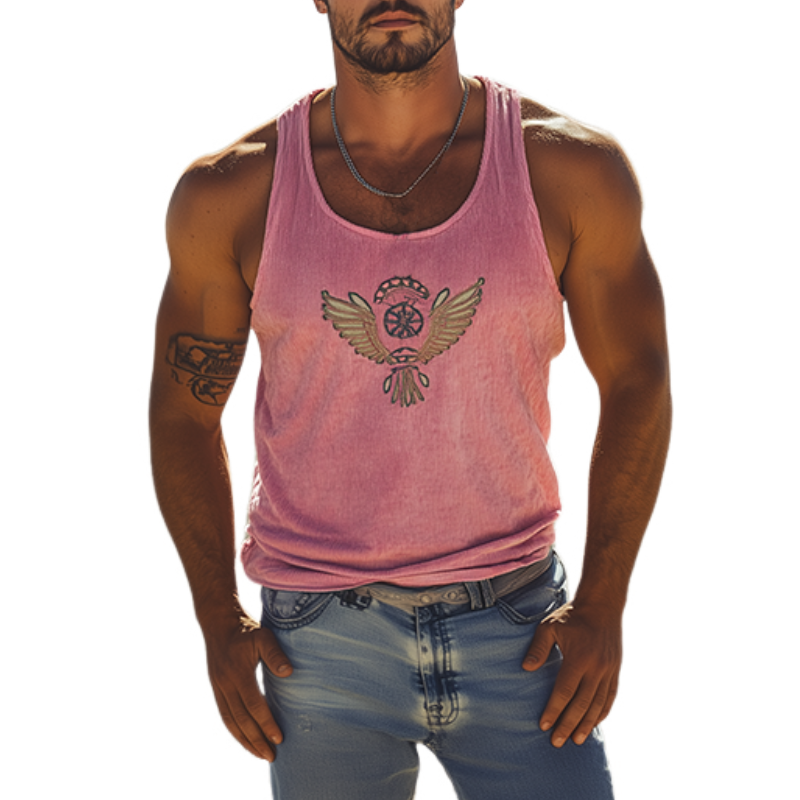 【24-timers frakt】Herreklassisk casual amerikansk retro brodert strikket stripete tanktopp 72799567K