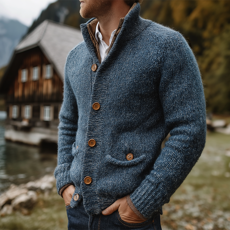 Men's Retro Casual Knitted Stand Collar Button Cardigan MTA2586I7TO