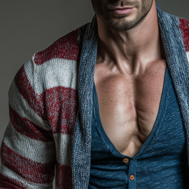 Men's Retro Casual Striped Knit Cardigan MTA0737H7TO
