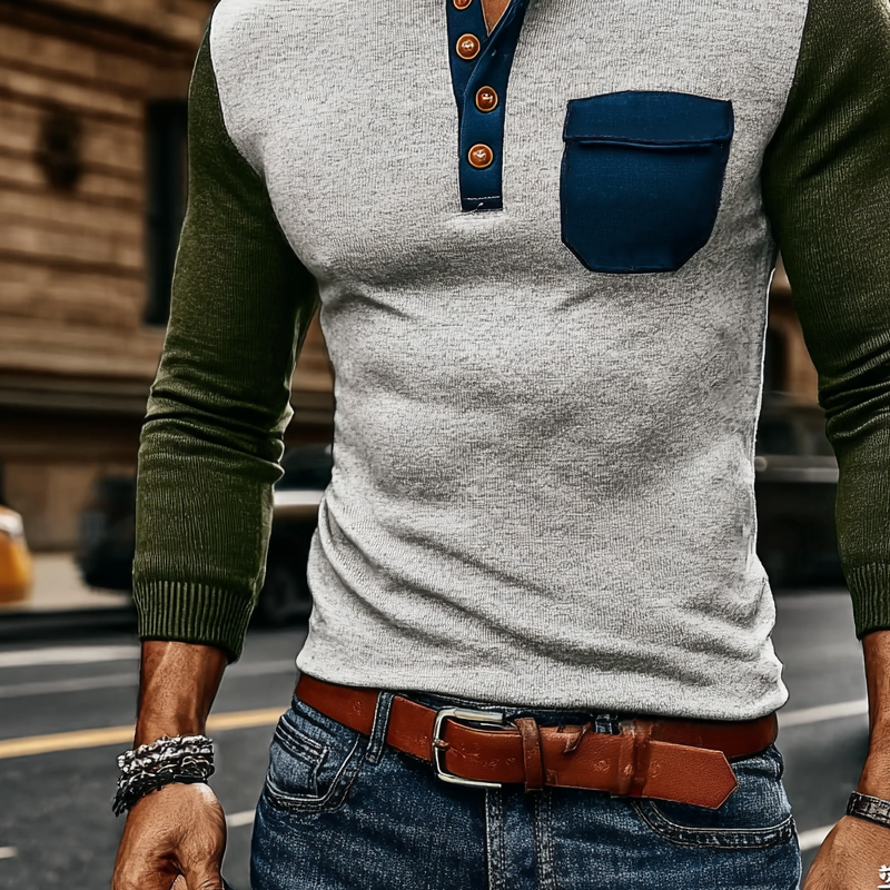Men's Contrasting Color Casual Stand Collar Knitted Sweater MTA2237J7X