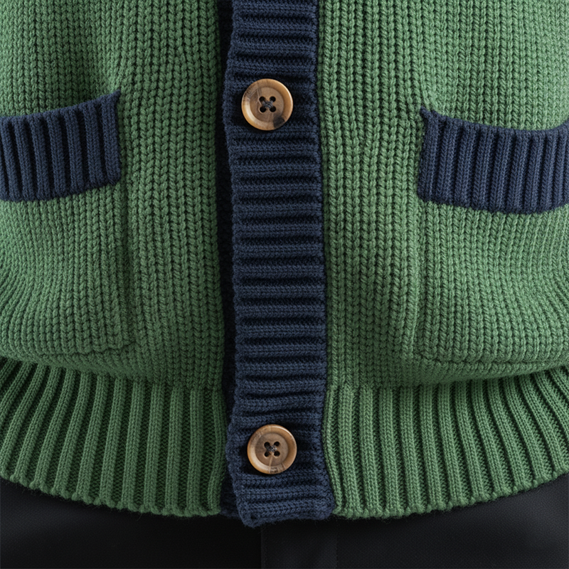 Men's Winter Fashion Contrast Striped Cotton Knitted Cardigan MTA2073J8P