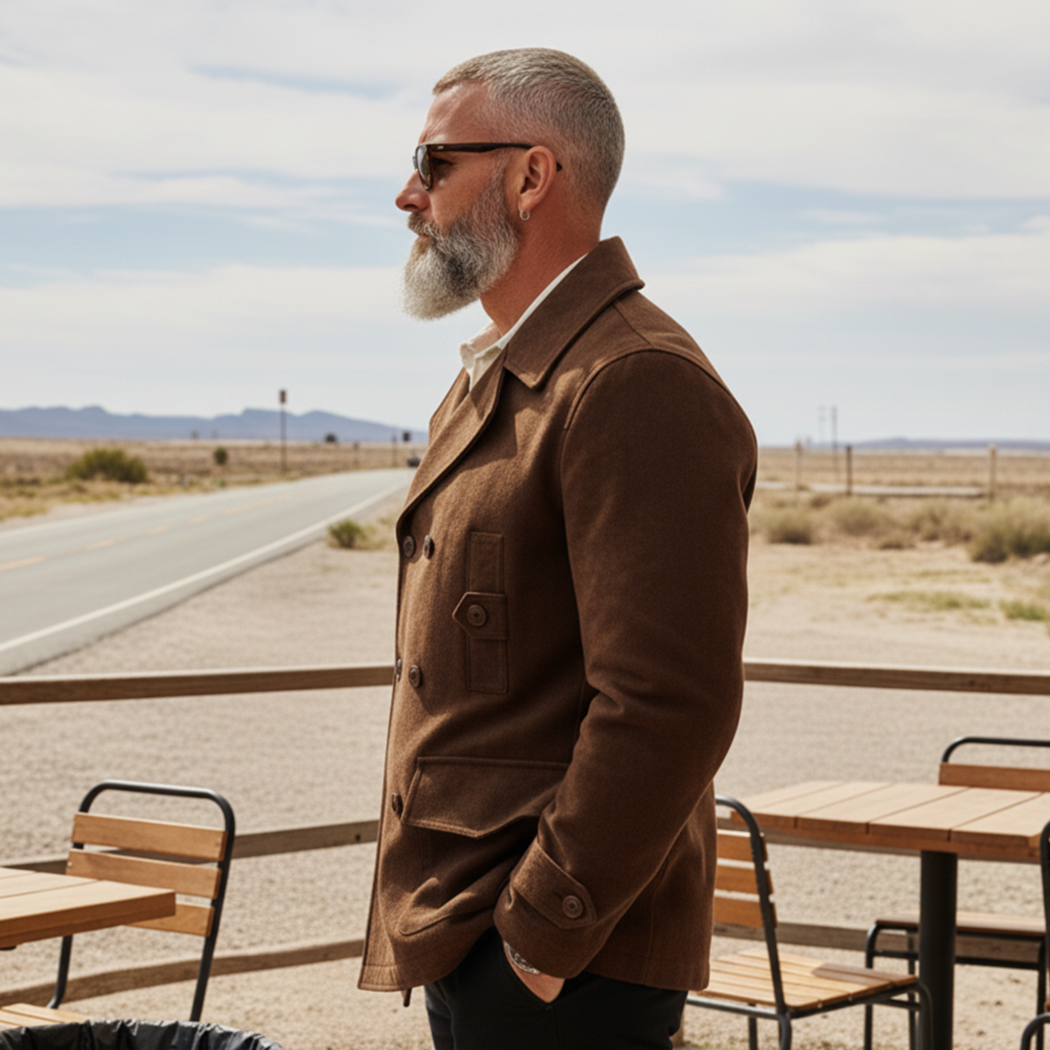 Men's Classic Retro Western Style Faux Suede Double-breasted Coat MTA1396K0K