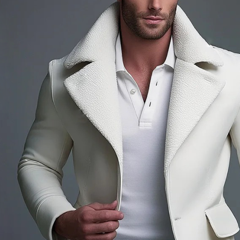 Men's Retro Casual Faux Suede Warm Lapel Mid-Length Jacket MTA1146K2TO