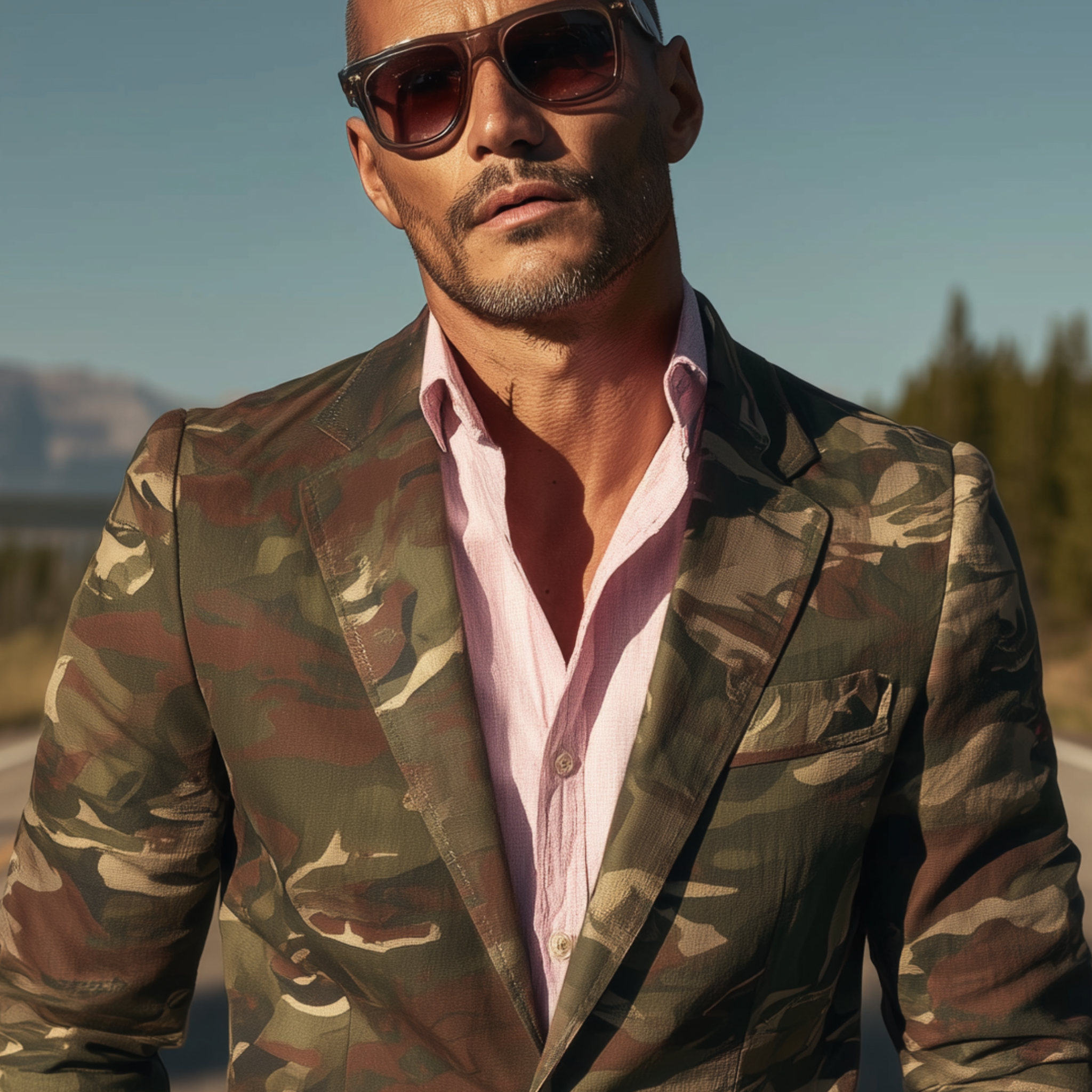 Men's Classic Casual Camouflage Cotton Blend Single Breasted Blazer MTA1376H0K