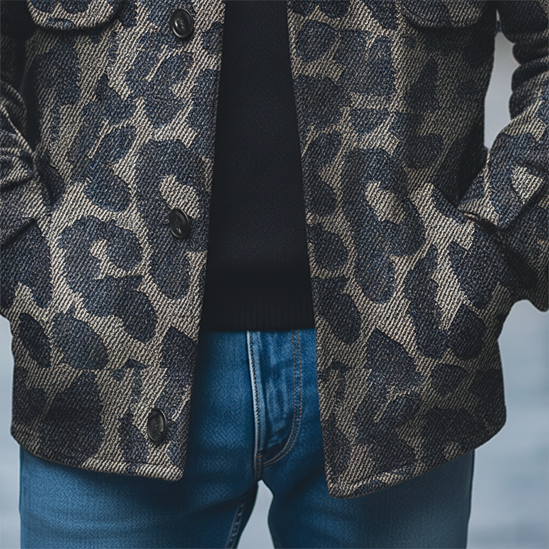 Men's Winter Retro Twill Faux Denim Stand Collar Jacket MTA0404K8P