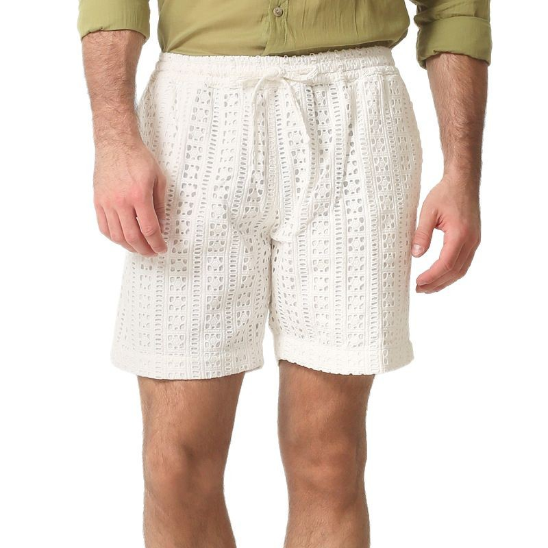 Men's Summer Jacquard Hollow Lace-Up Shorts MTA2044F2U