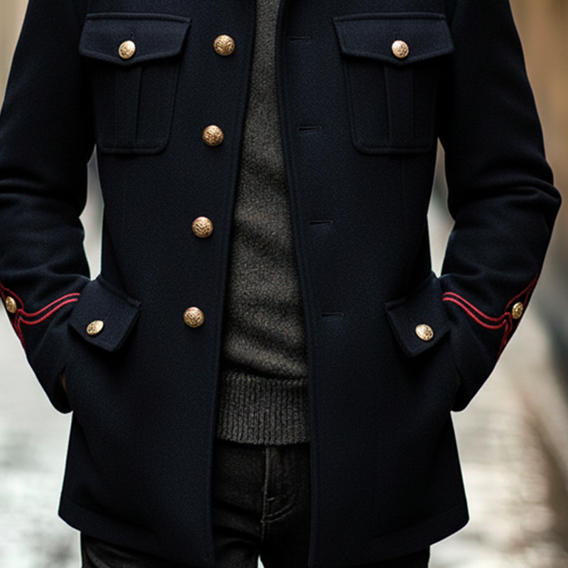 Men's Imitation Wool Stand-up Collar Single-breasted Jacket MTA3058K7X