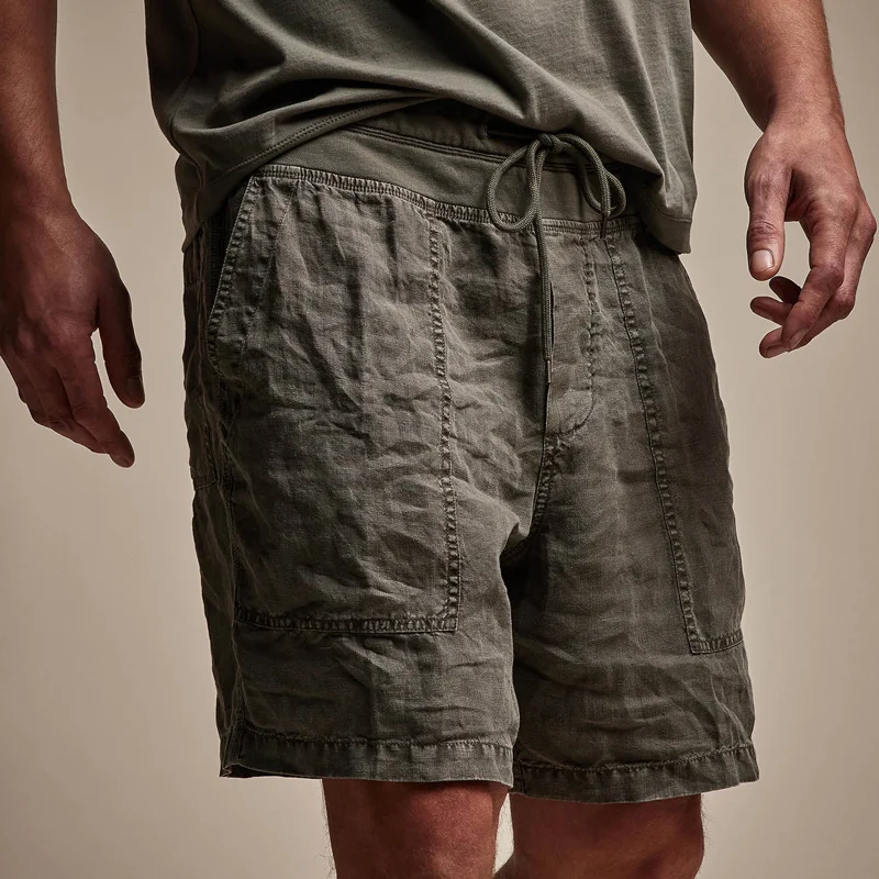 Men's Fashion Cozy Cotton And Linen Elastic Waist Casual Shorts MTA1305E5Z