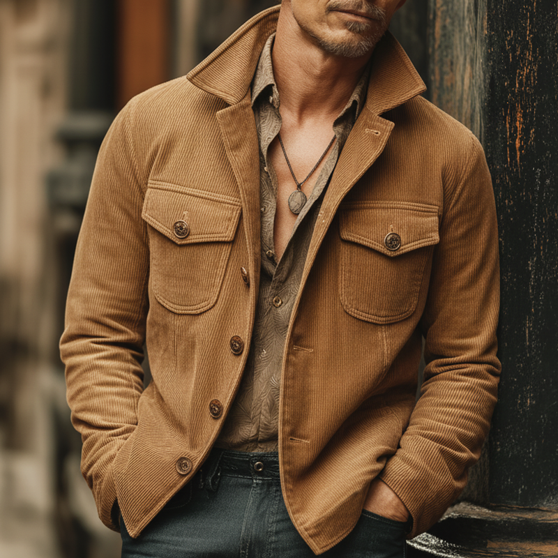 Men's Urban Corduroy Single-vent Button-up Jacket MTA1743L8U