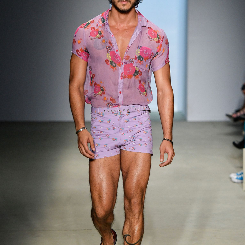 Men's Floral Print Straight Casual Shorts MTA0935F1Z (Without Belt)