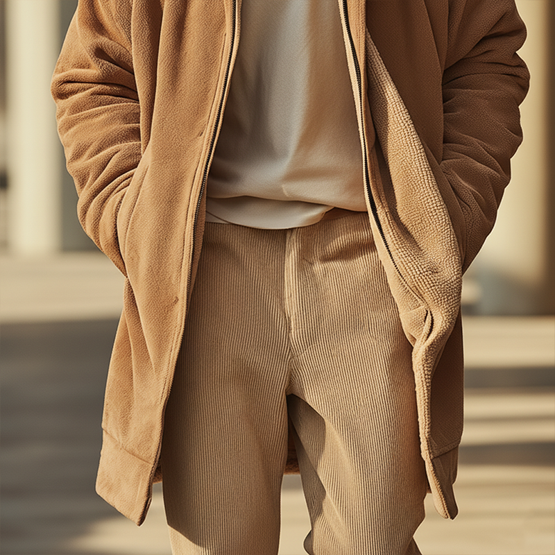 Men's Retro Minimalist Fleece Hooded Warm Zip-Up Coat MTA0123K8P