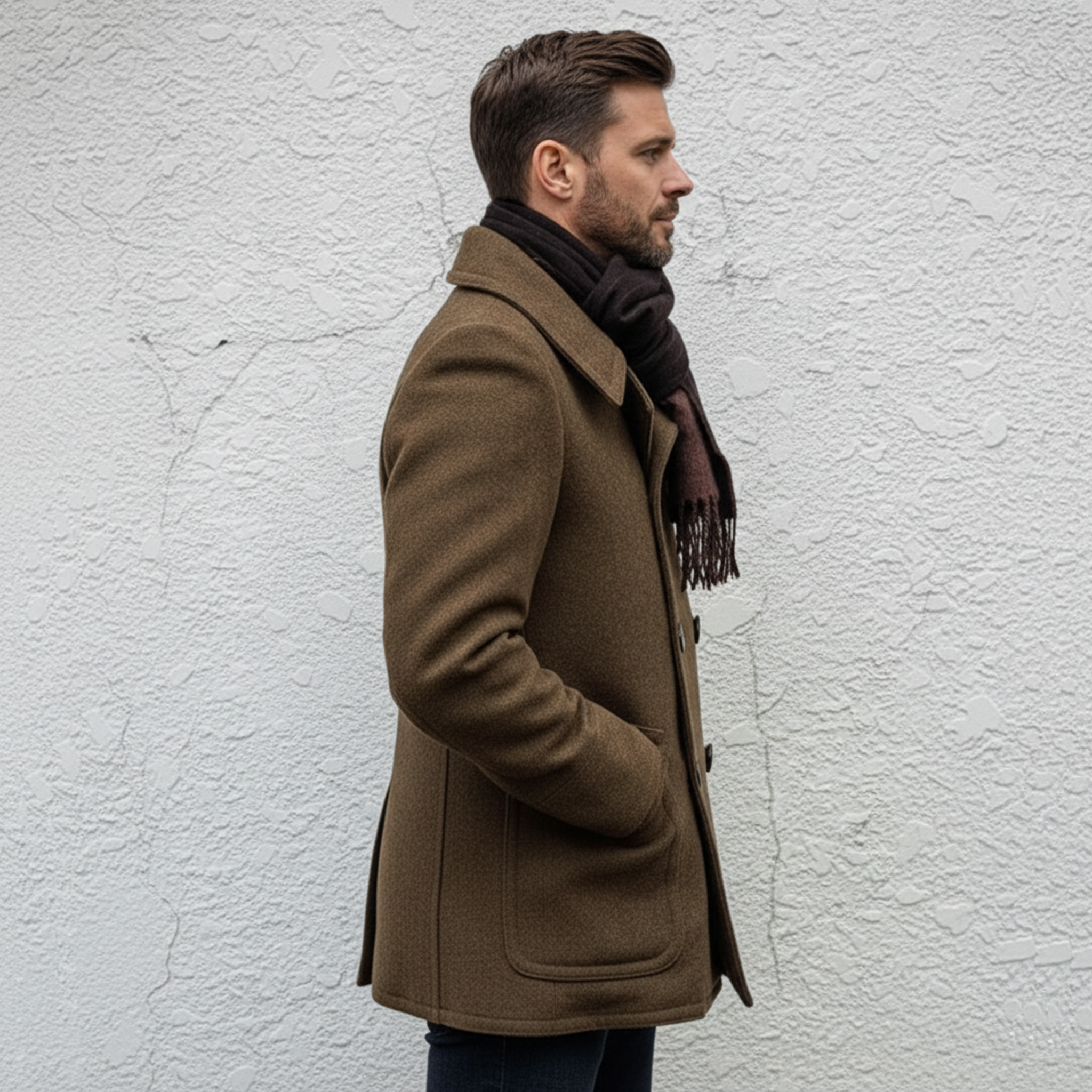 Men's Classic Retro Lapel Double-breasted Faux Wool Jacket MTA3131J1K