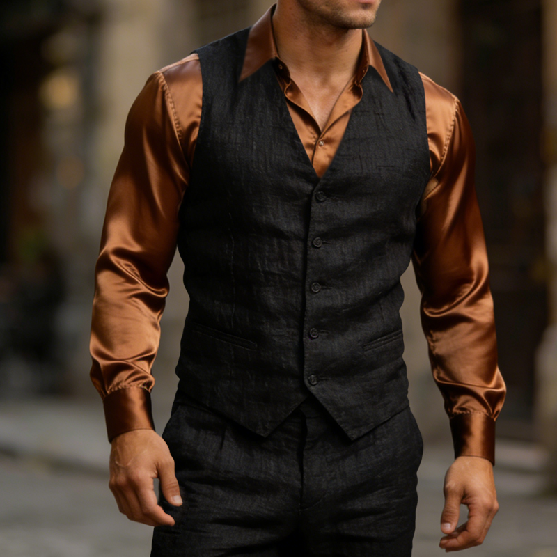 Men's Retro Casual Linen Vest MTZ1457A7TO