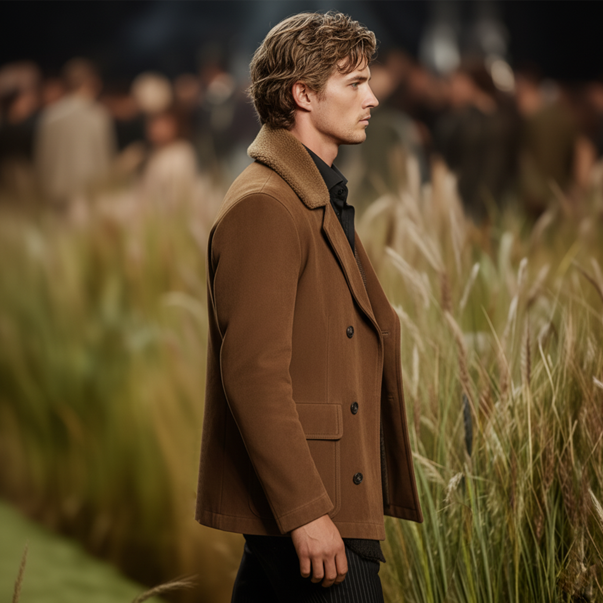 Men's Classic Retro Fleece Lapel Double-Breasted Faux Suede Jacket MTA3192J8K