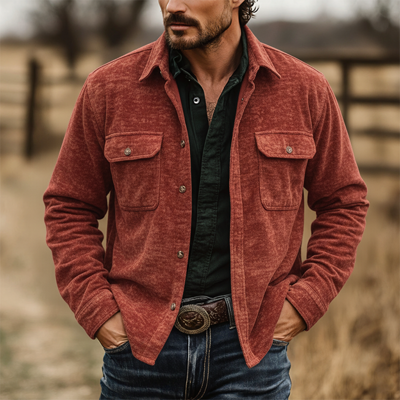 Men's Vintage Distressed Washed Corduroy Jacket MTA1178K2P