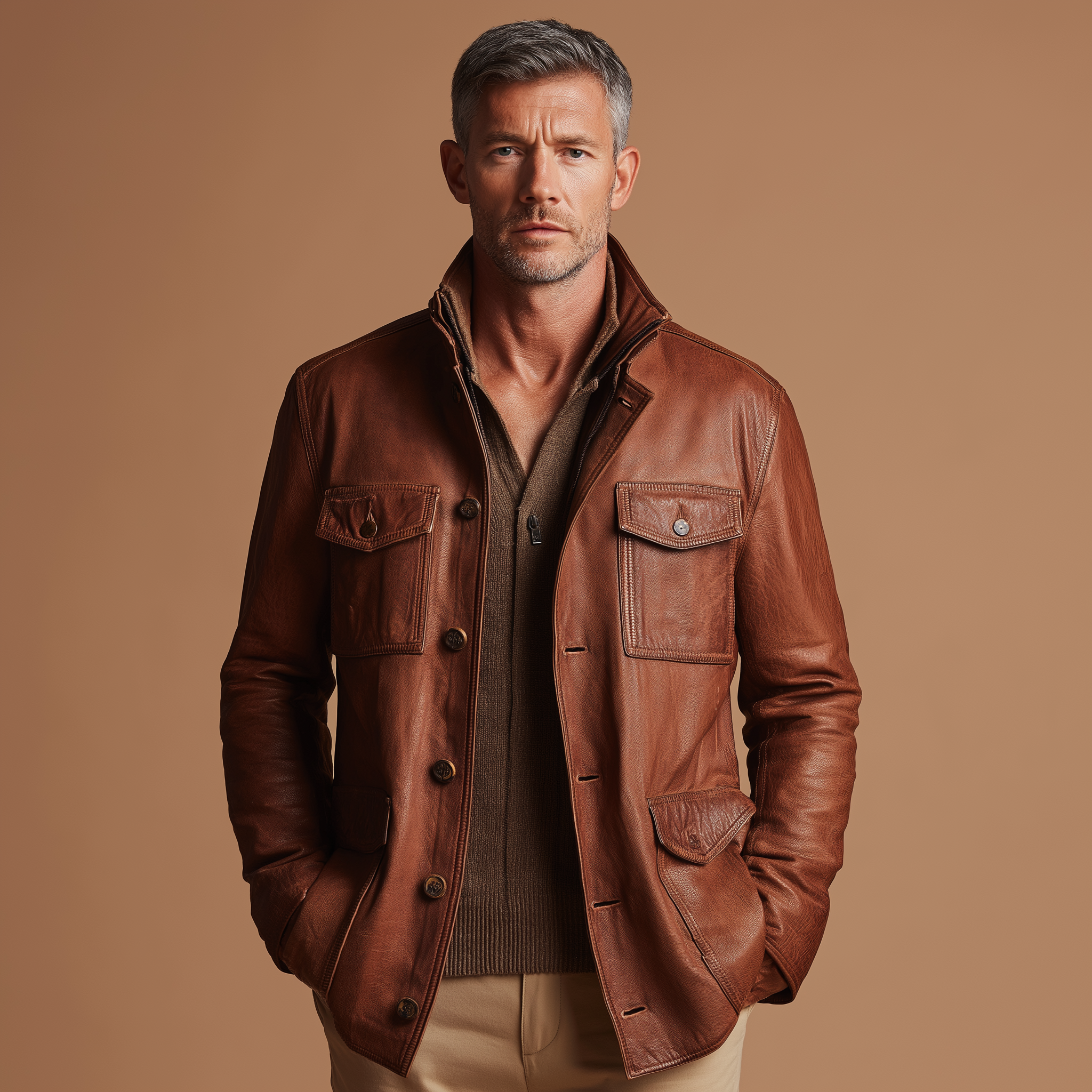 Men's Vintage Faux Leather Jacket MTA0588H7P