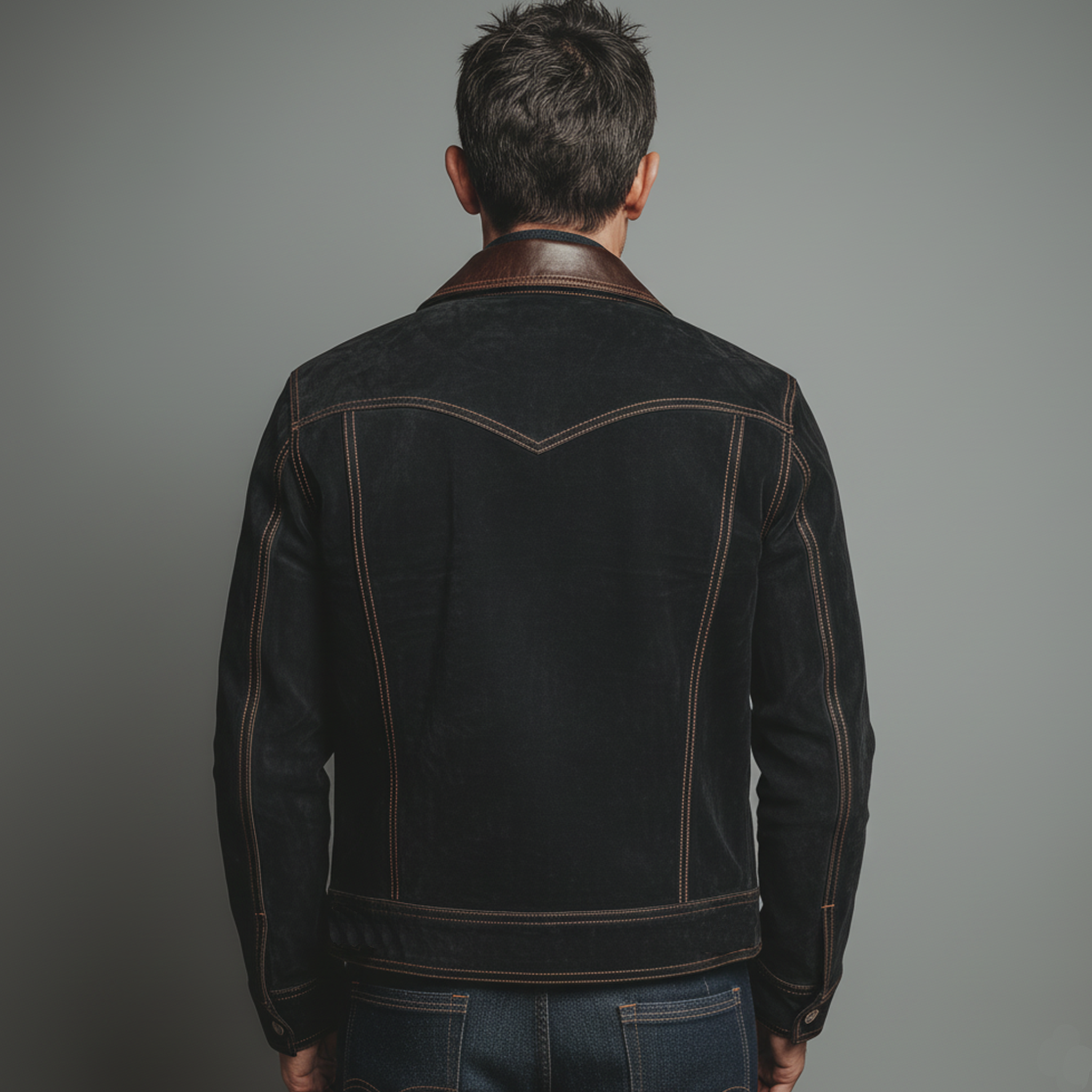 Men's Classic Casual PU Leather Collar Button Faux Suede Jacket MTA1310J9K