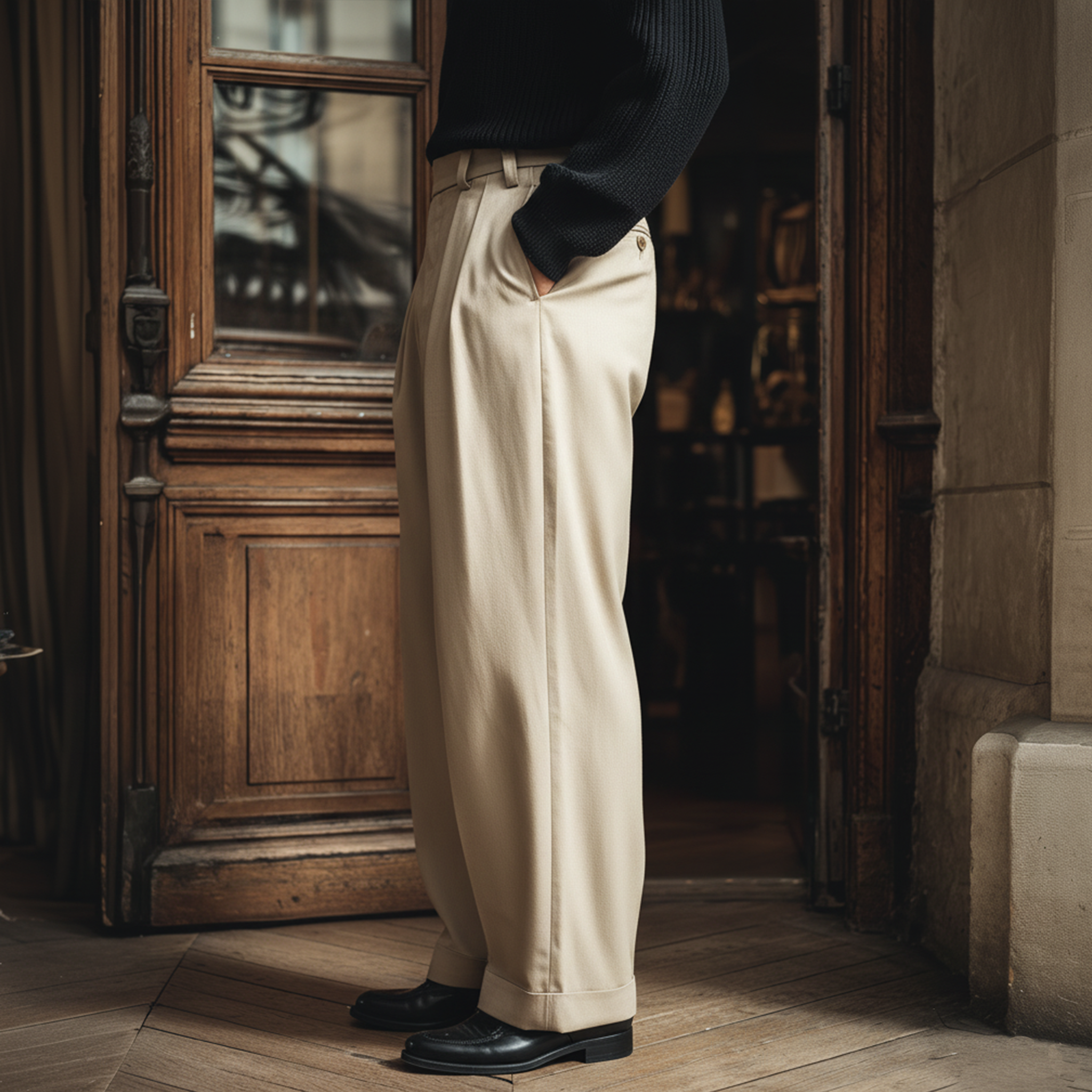 Men's Classic Business Cotton Twill Loose Suit Pants MTA2845J2K