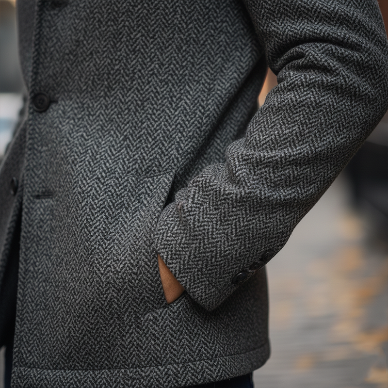 Men's Winter Retro Herringbone Faux Wool Jacket MTA0443K2P