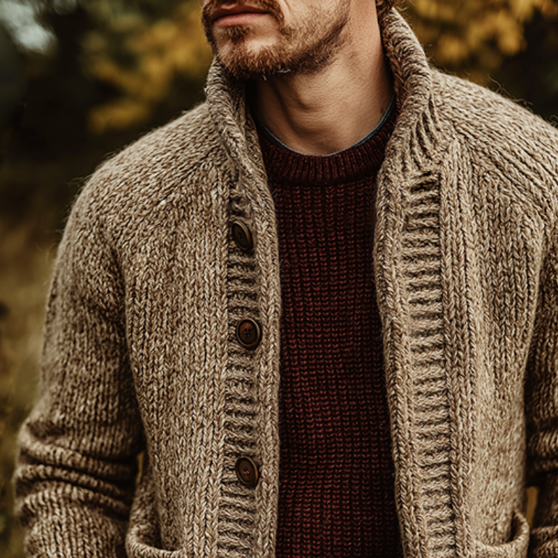 Men's Retro Casual Knitted Sweater Stand Collar Button Cardigan MTA1476J0TO