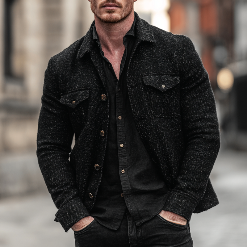 Men's Blended Fabric Single-breasted Jacket MTA0717H2X