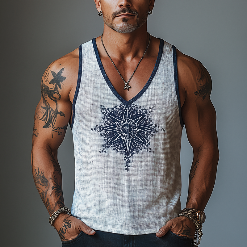 Men's Summer Fashion Printed Waffle Tank Top MTA2673F9P