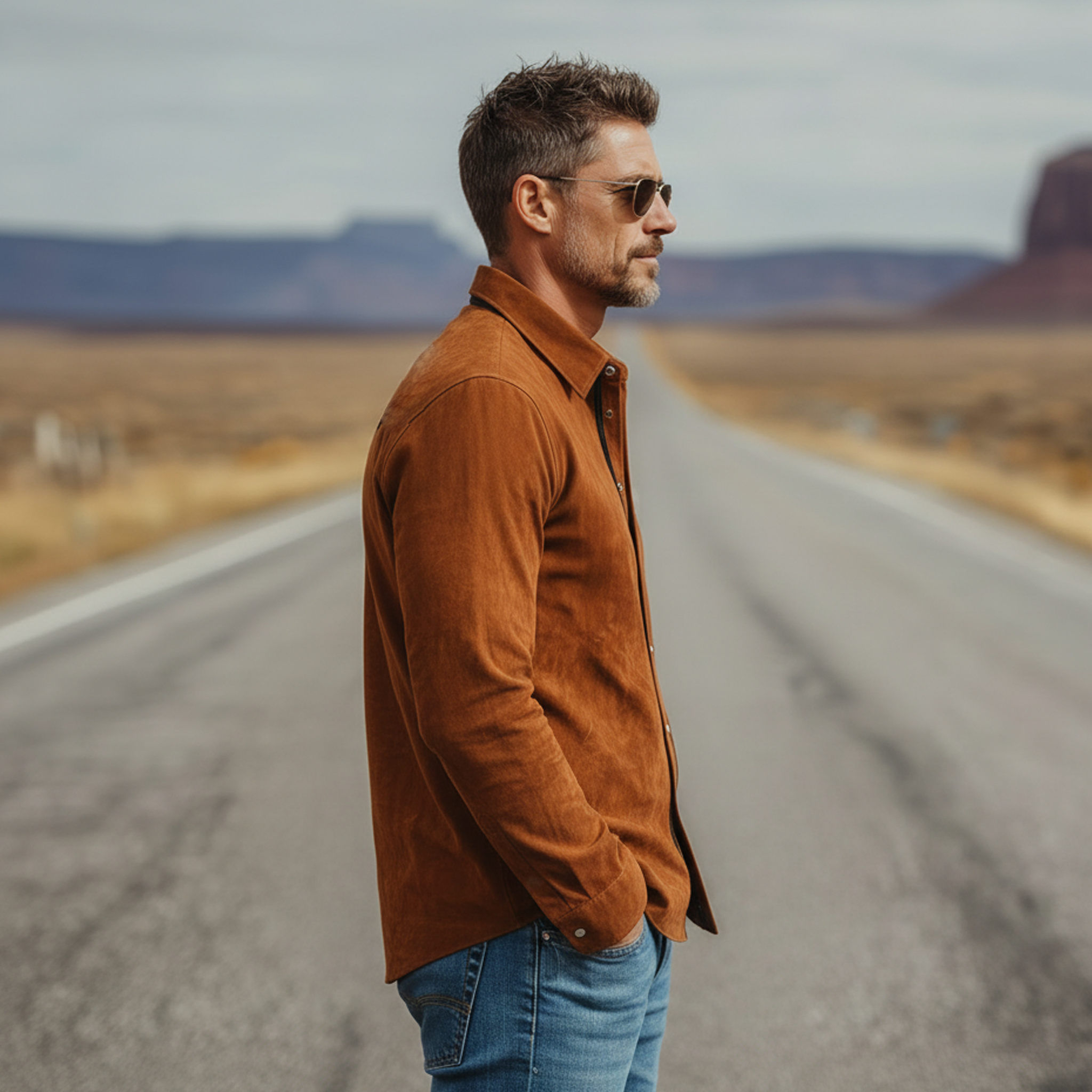 Men's Classic Casual Faux Suede Long-sleeved Shirt MTZ0957A1K