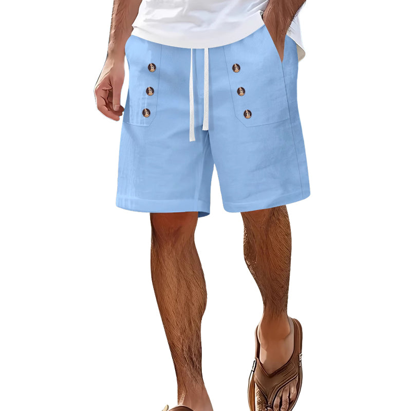 Herre ensfargede, avslappede dobbeltspente shorts MTA2258E3X