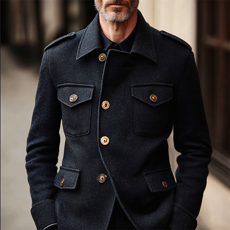 Men's Blended Multi-pocket Single-breasted Jacket MTA1521I2X