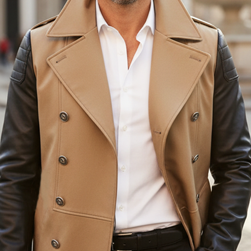 Men's Classic Patchwork Fabric Double-breasted Coat MTA1931I2U