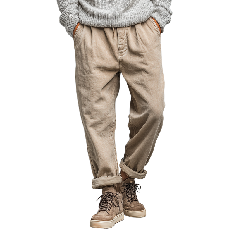 Men's Vintage Casual Cotton Washed Drawstring Pants MTA2493J8TO