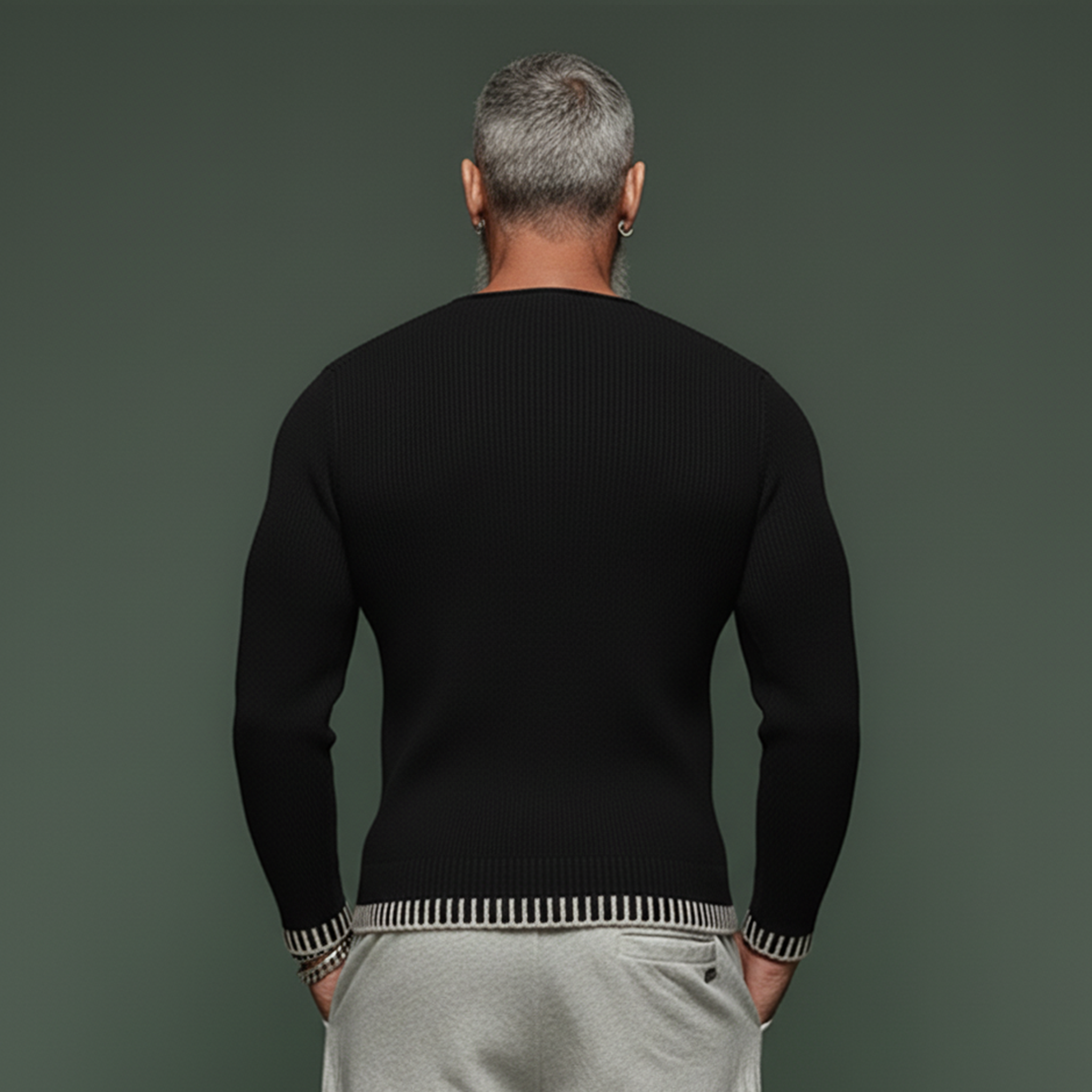 Men's Fashionable And Unique Deep V-neck Slim Fit Sweater MTA2922J7K