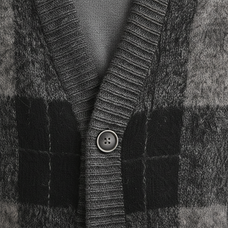 Men's Winter Fashion Cotton Knitted Plaid Cardigan MTA1606J0P