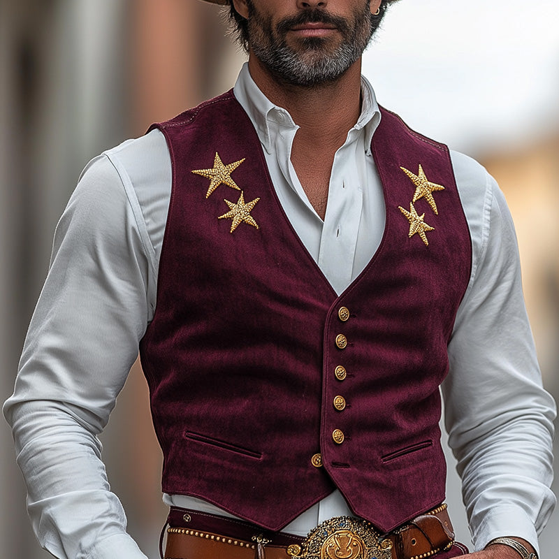 Men's Summer Fashion Thin Suede Embroidered Casual Vest MTA2982D0P