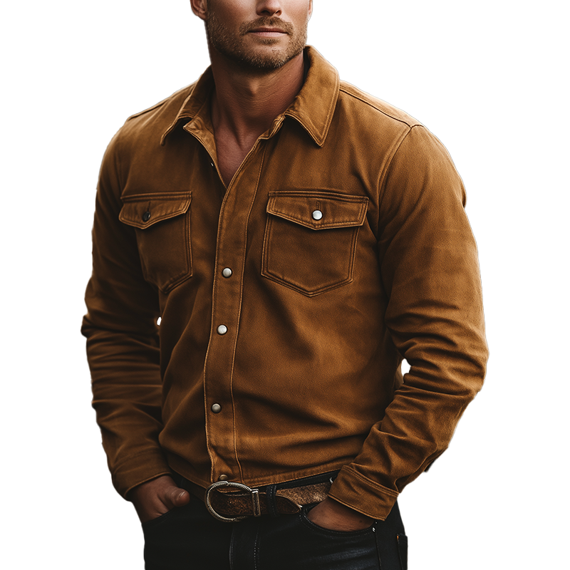 Men's Winter Retro Faux Suede Button Shirt MTA1915K9P