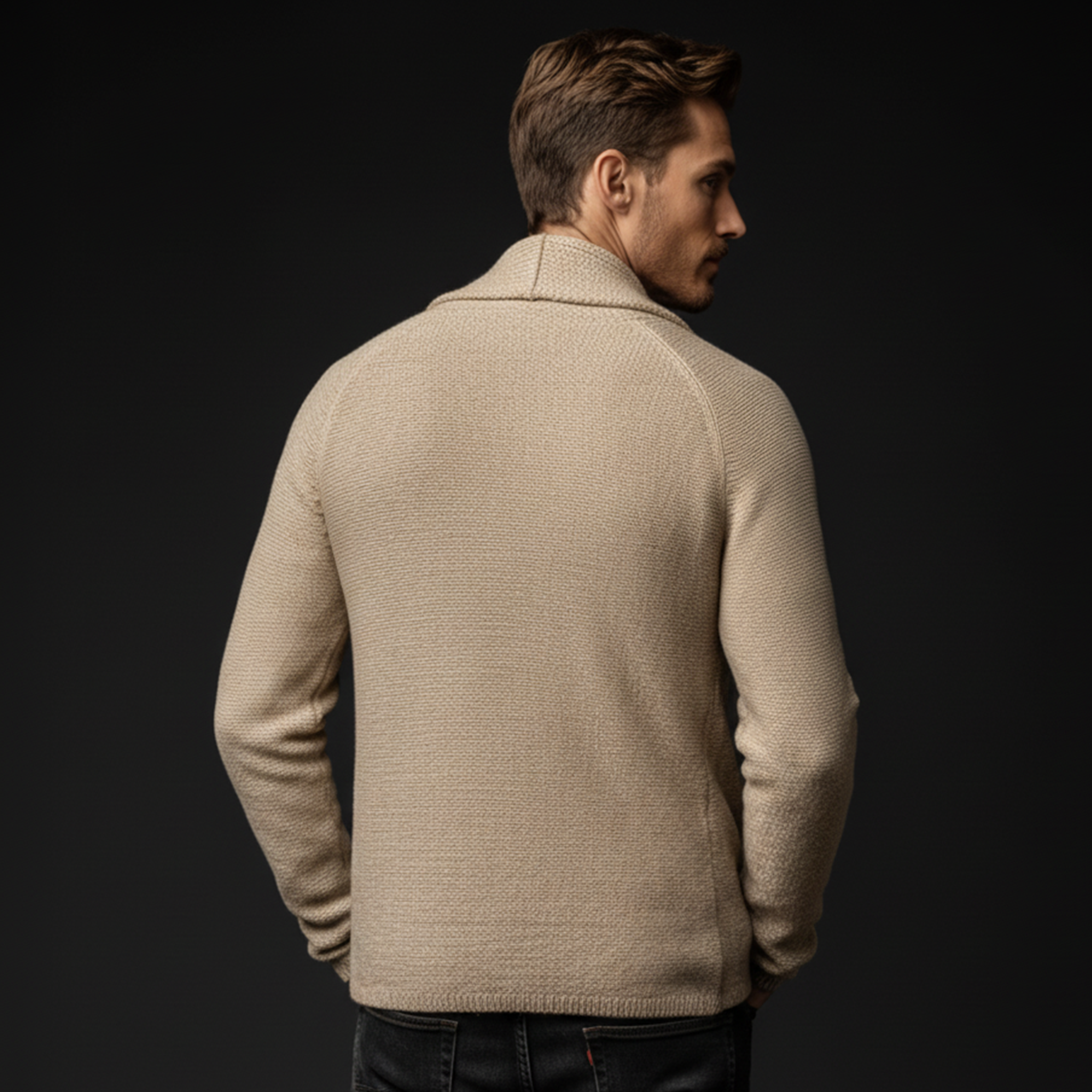 Men's Classic Casual Lapel Buttonless Knitted Cardigan MTA2732J1K