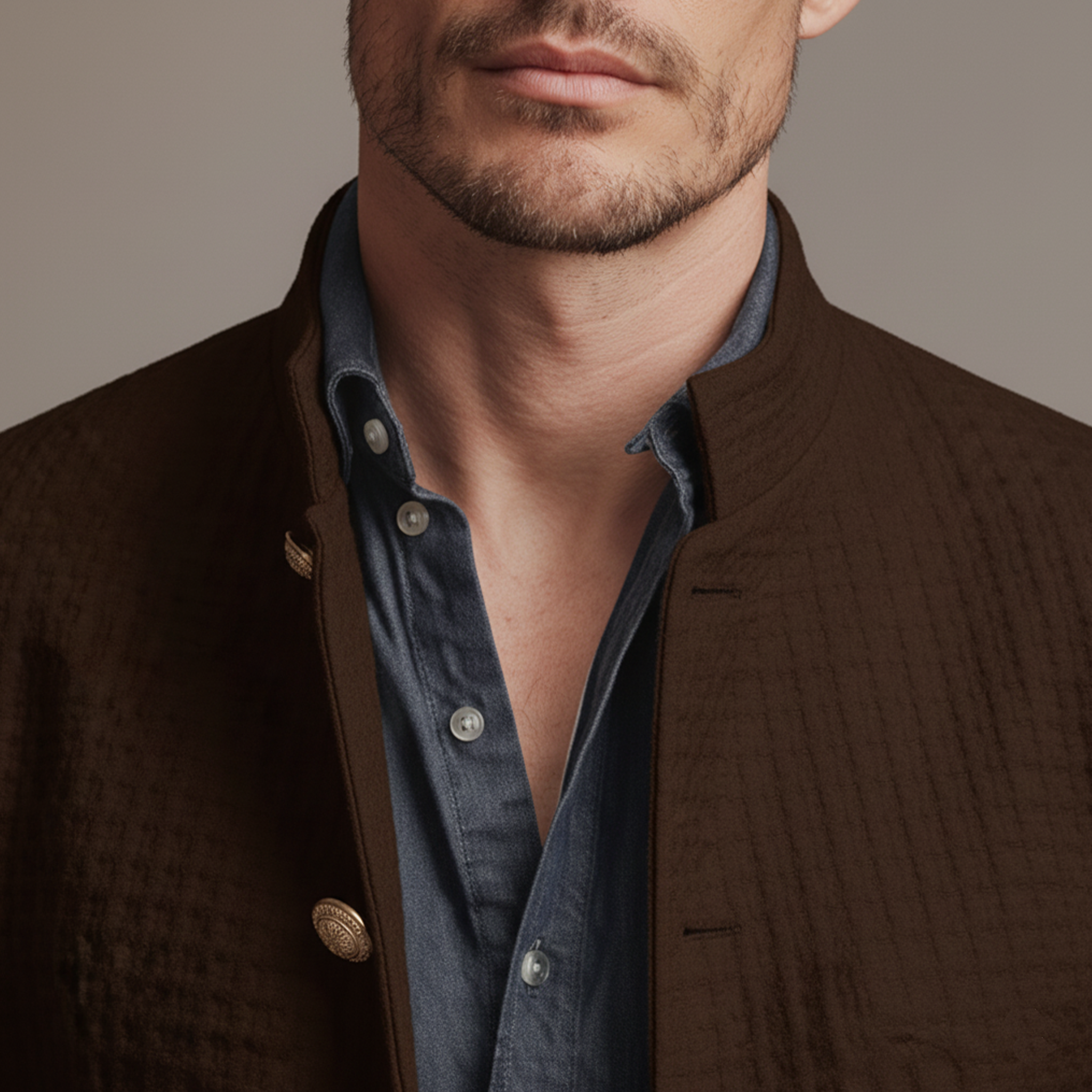 Men's Classic Business Stand Collar Waffle Slim Fit Jacket MTA2755J6K