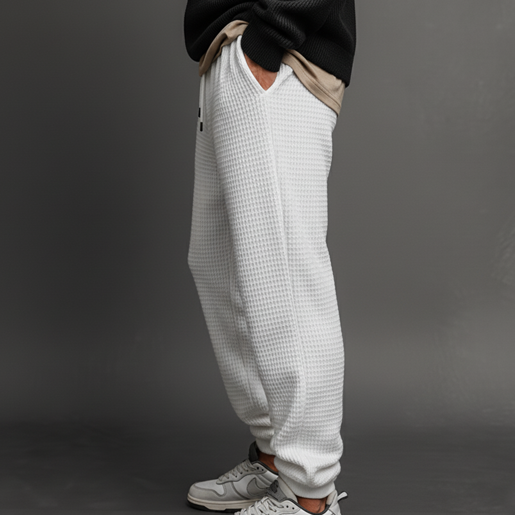 Men's Classic Casual Waffle Elastic Waist Pants MTA2499J2K