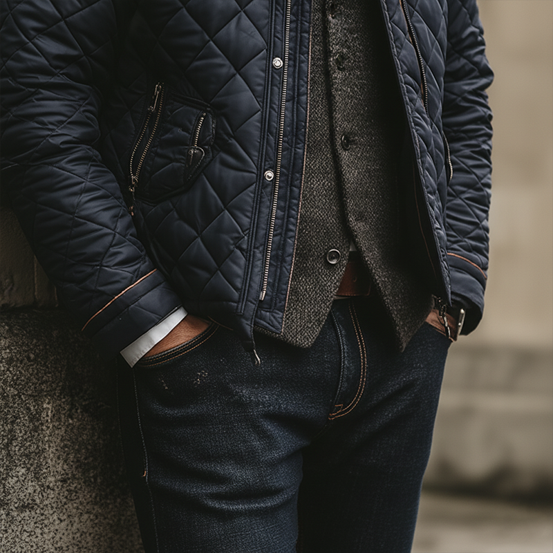 Men's Winter Vintage Quilted Stand Collar Warm Jacket MTA1513J5P