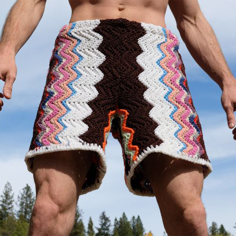 Men's Summer Colorblock Wavy Knit Beach Shorts MTA1895F9U