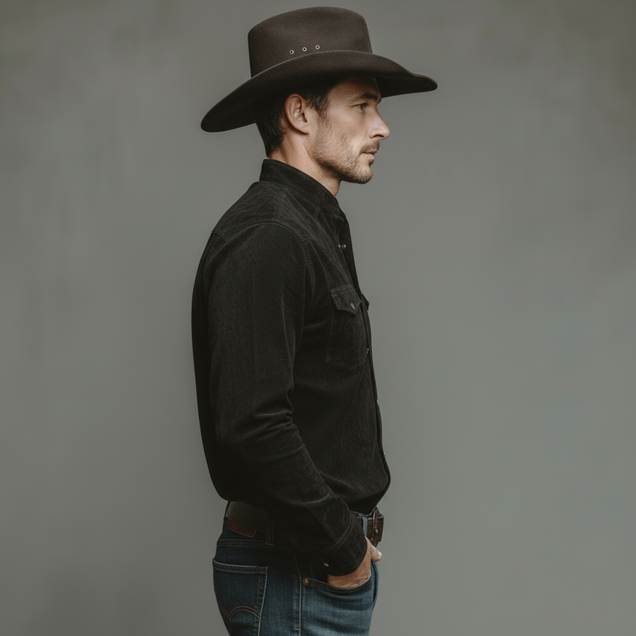 Men's Classic Casual Faux Suede Stand-collar Long-sleeved Shirt MTZ0495A0K