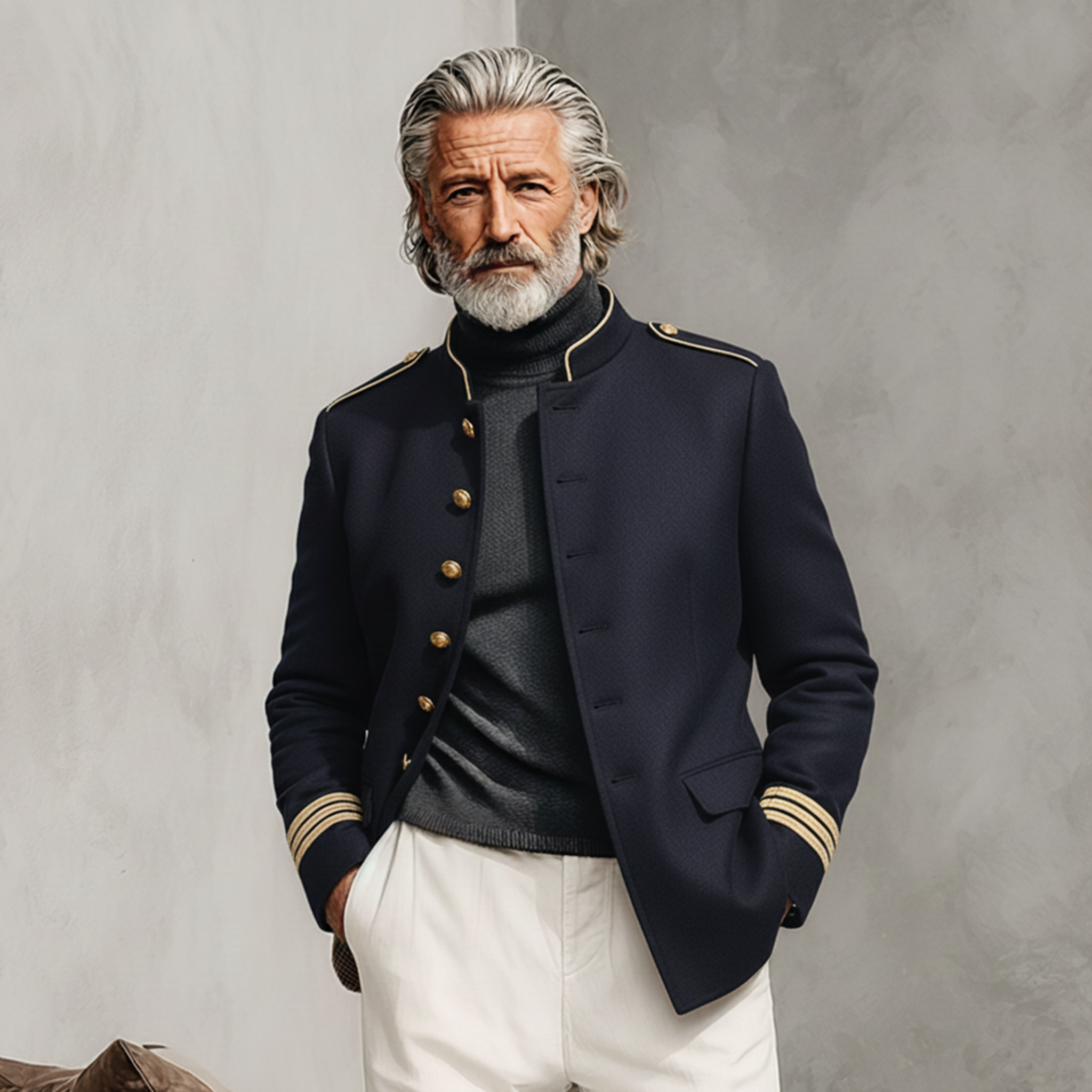 Men's Classic Retro Stand-up Collar Faux Wool Jacket MTA0327K7K