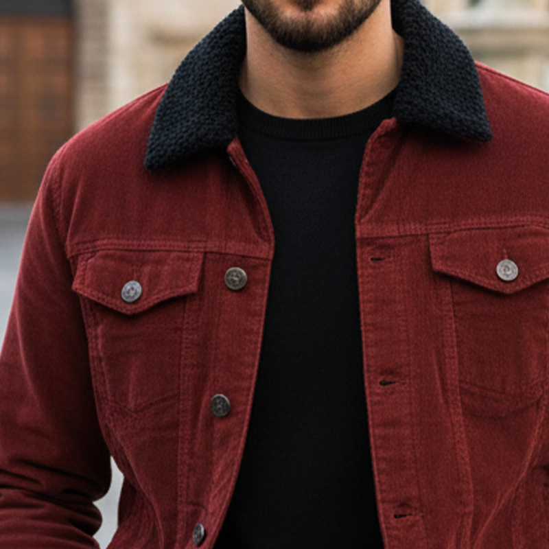 Men's Classic Suede  And Fleece Collar Jacket  MTA1740I9U