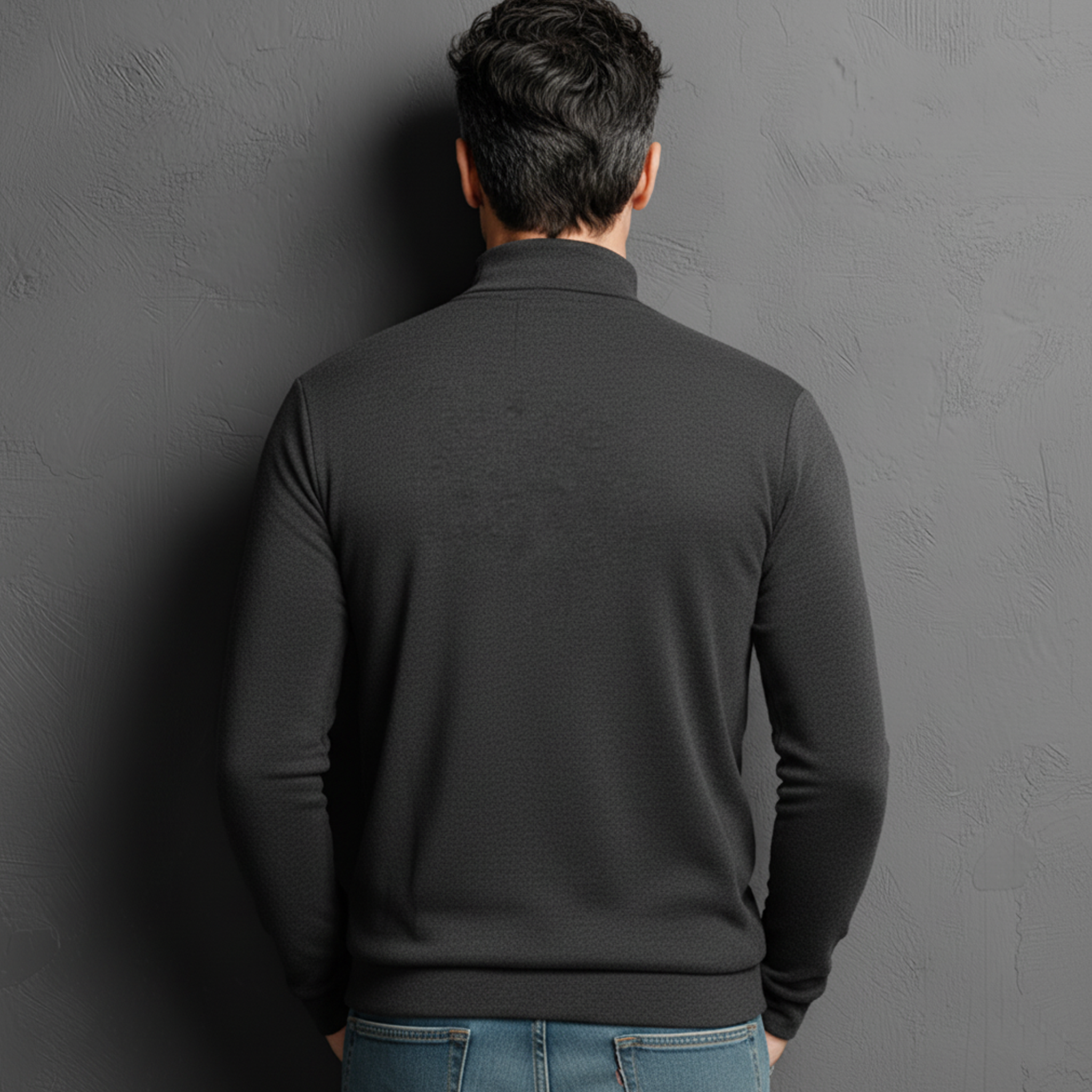 Men's Classic Half-high Collar Dralon Fabric Warm Slim Long-sleeved T-shirt MTA2013J3K